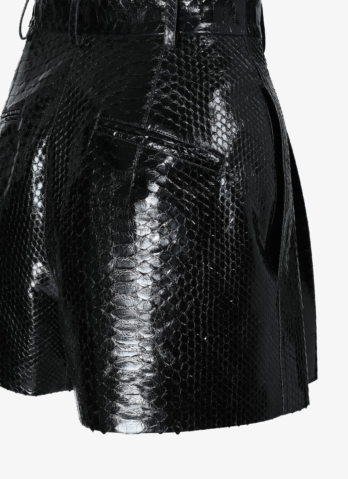 Short Strutturati In Pelle Di Pitone ALAÏA SHORT STRUTTURATI IN PELLE DI PITONE NERO